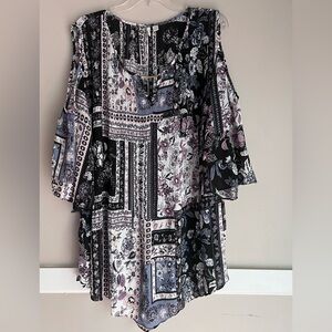 Elegant Patchwork Cold Shoulder Blouse